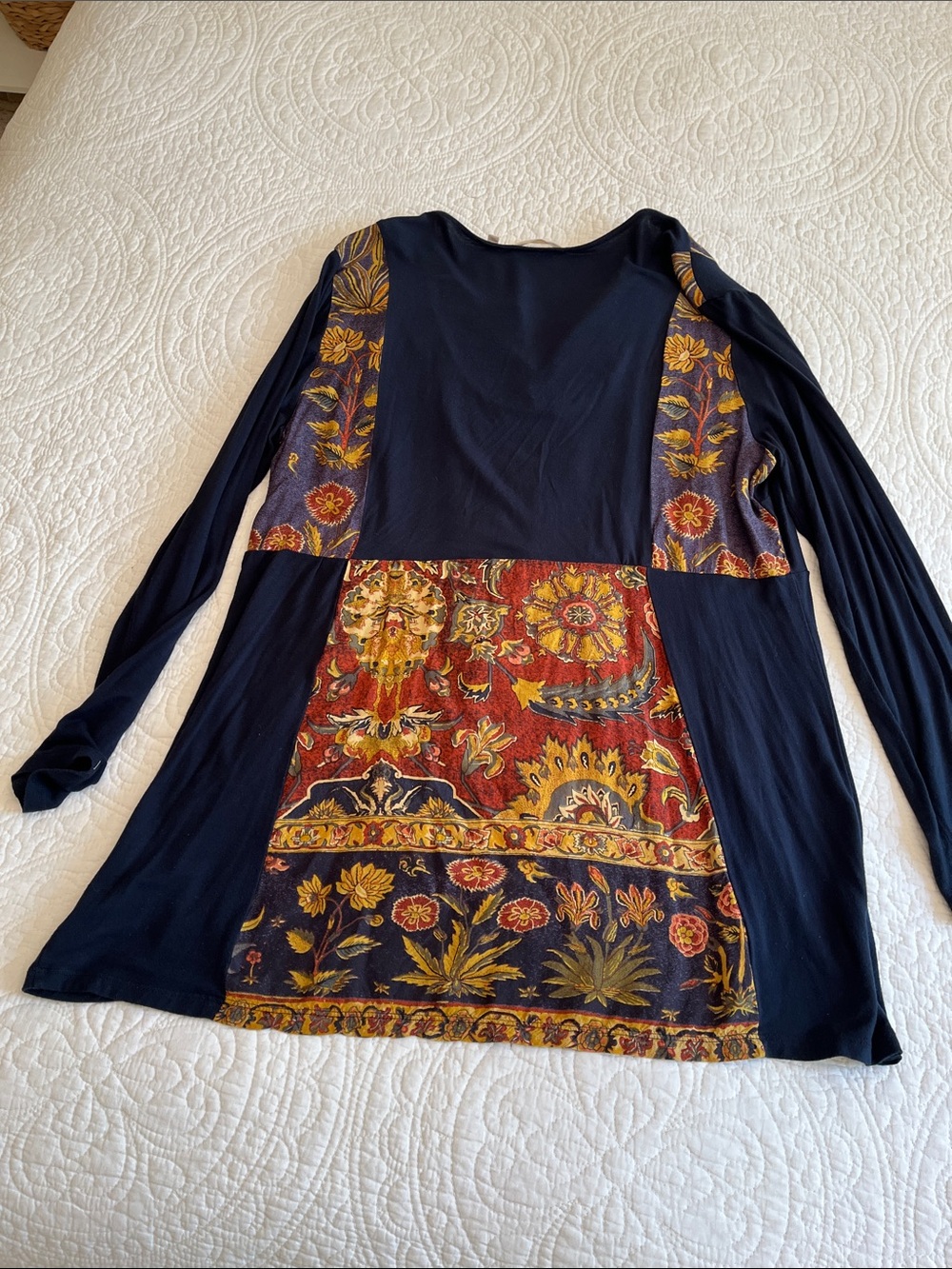 Soft Surroundings Tunic Top Embroidered Yoke Floral Women's XL Blue Multi Boho - Picture 8 of 16